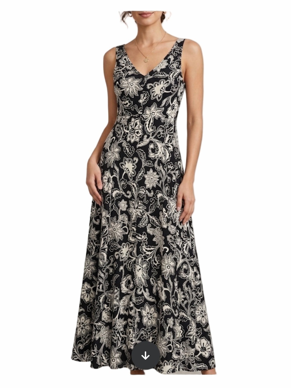 American Living Floral Black and White Maxi Dress XS